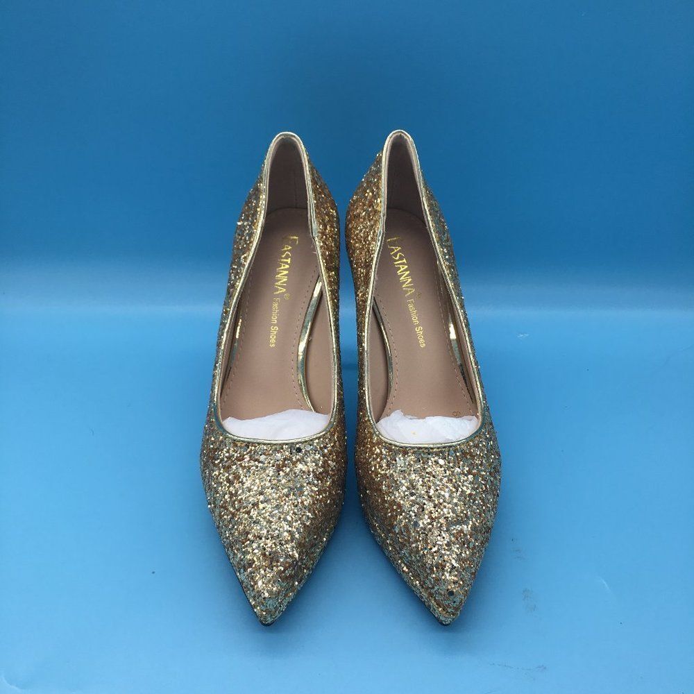 Eastanna Glitter Formal Pointed Toe Pumps High Heel Dress Shoes